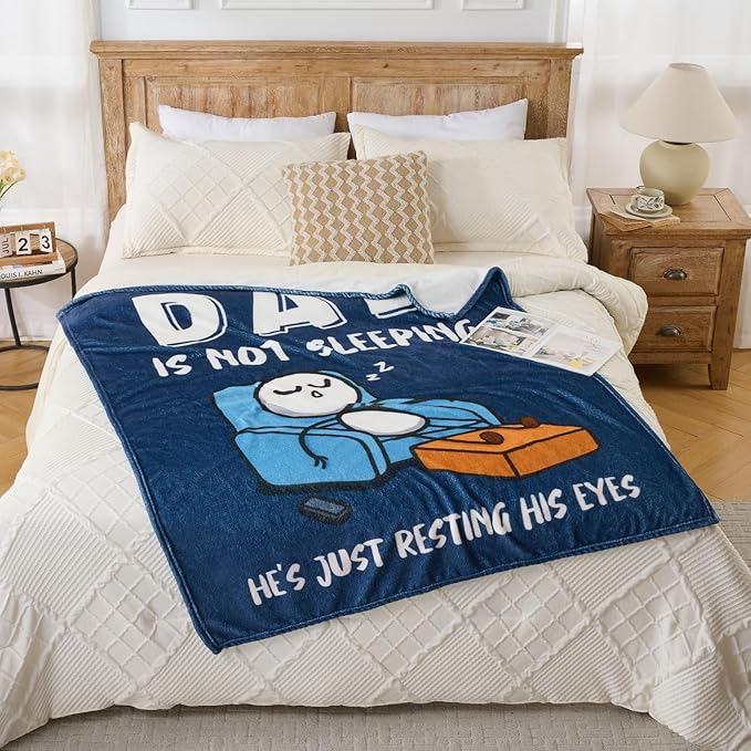 TO MY DAD - GIFT FROM SON - BLANKET - Funny Birthday Gift for Dad Husband, Dad is Not Sleeping Blanket, Fathers Day Dads Gifts from Daughter Son