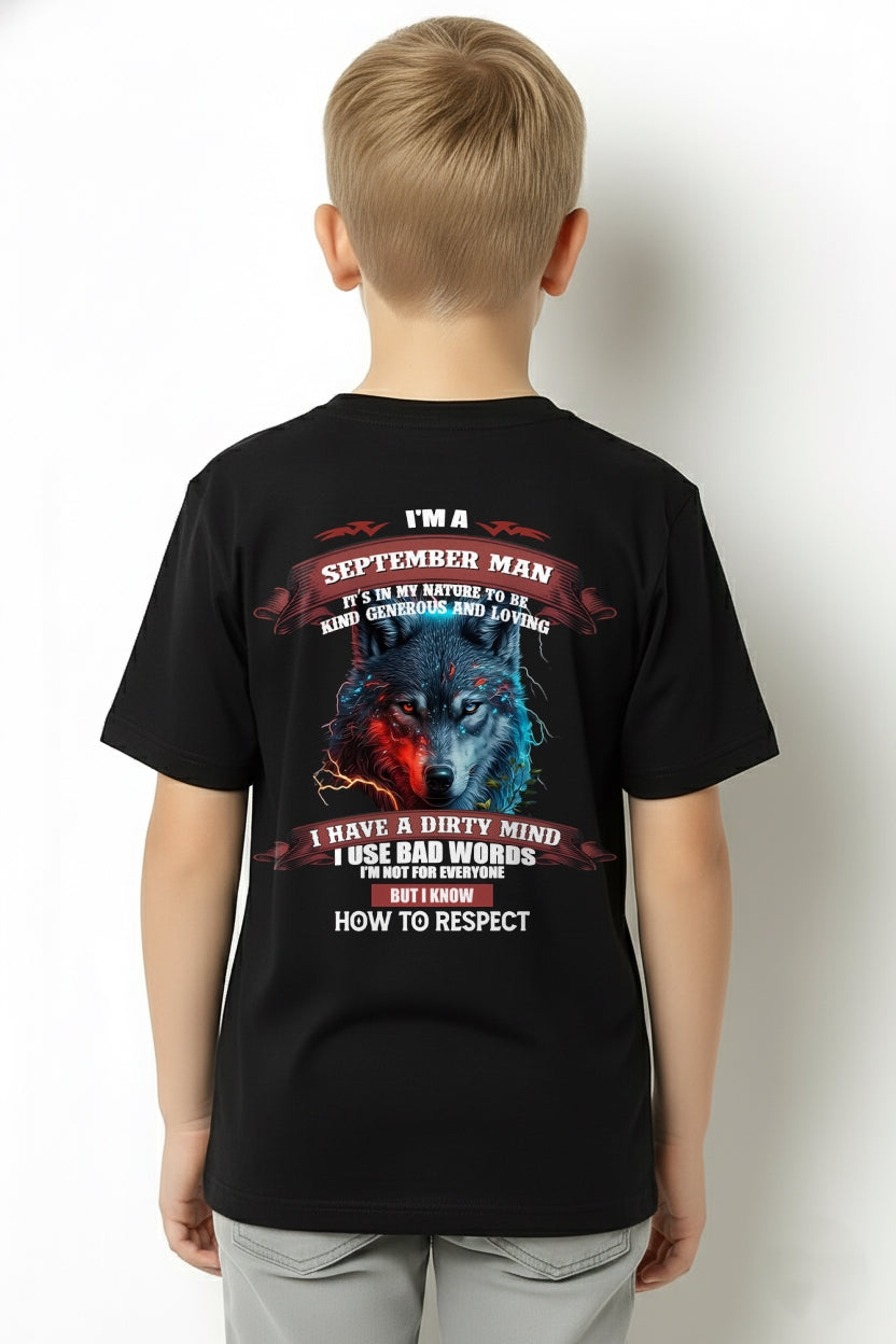 SEPTEMBER - KNOW HOW TO RESPECT - BIRTHDAY T-SHIRT FOR MEN - KATE09 / male (SKU12-162-09)