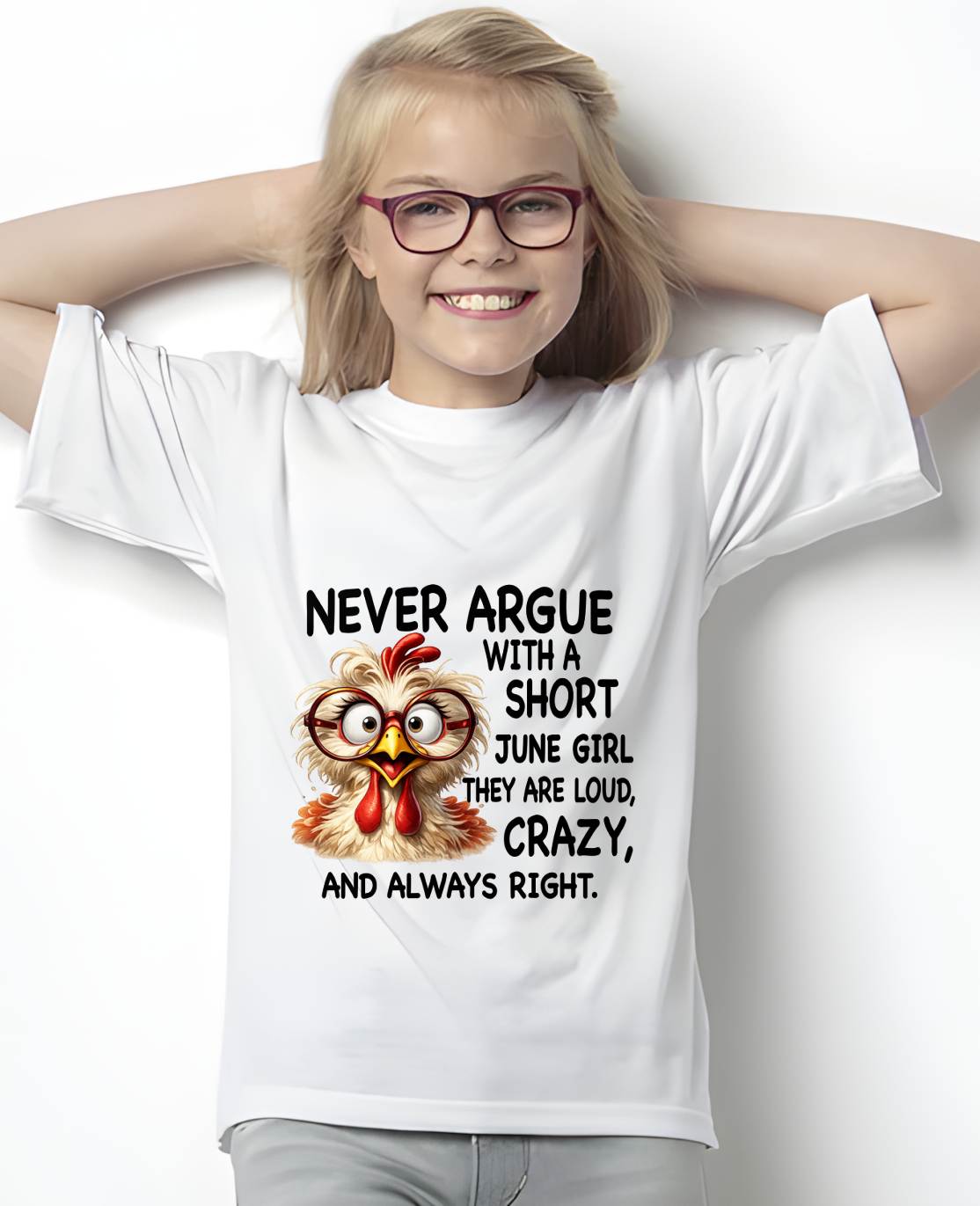 JUNE GIRL - NEVER ARGUE WITH A SHORT JULY GIRL THEY ARE LOUD, CRAZY, AND ALWAYS RIGHT. - GIFT FOR WOMEN - NIKI06 (SKU2605-164-06)
