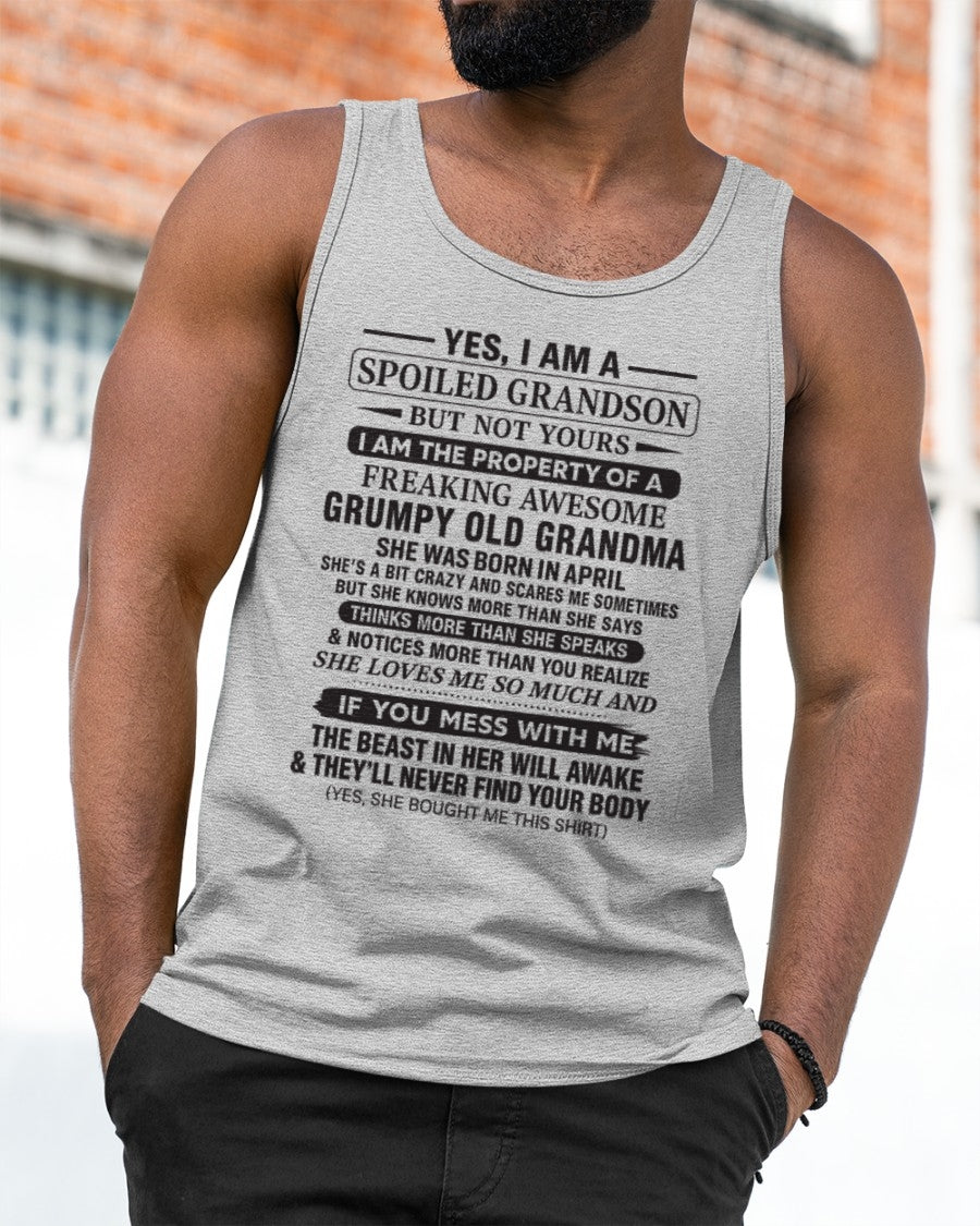 Yes I’m A Stubborn Grandson T-Shirt – Birthday Gift From April Grandma / Woman - KATE04 (SKU10-171-04)