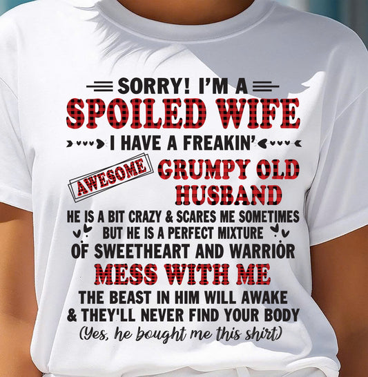 SPOILED WIFE OF AWESOME GRUMPY OLD HUSBAND - PERFECT GIFT  FROM HUSBAND - KATE00 (SKU12-111-00)