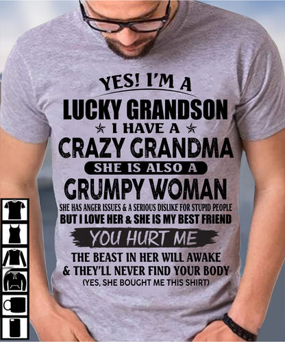 LUCKY GRANDSON OF CRAZY GRANDMA -  PERFECT GIFT FROM GRANDMA - KATE00 (SKU12-113-00)