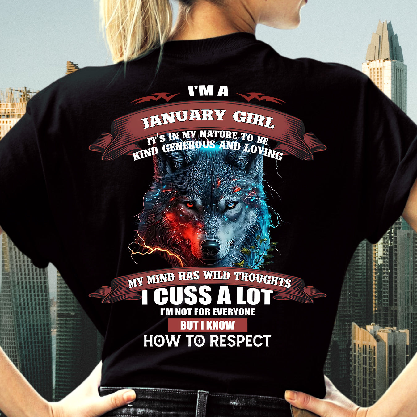 JANUARY - KIND, GENEROUS AND LOVING GIRL - BIRRTHDAY T-SHIRT FOR WOMAN - NIKI01 (SKU12-300-01)