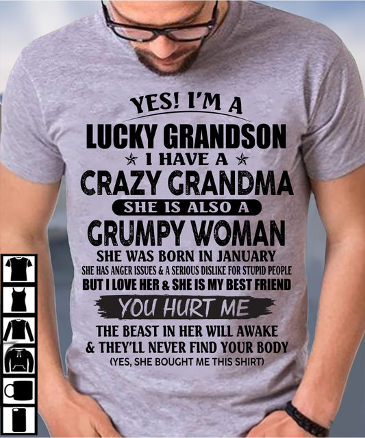 JANUARY - LUCKY GRANDSON OF CRAZY GRANDMA -  PERFECT GIFT FROM GRANDMA - KATE01 (SKU12-113-01)