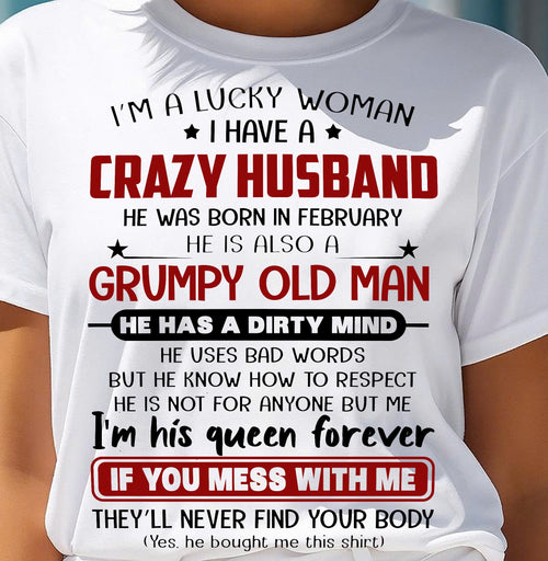 FEBRUARY - TO MY WIFE - I'M A LUCKY WOMAN - GIFT FROM HUSBAND - KATE02 (SKU12-282-02)