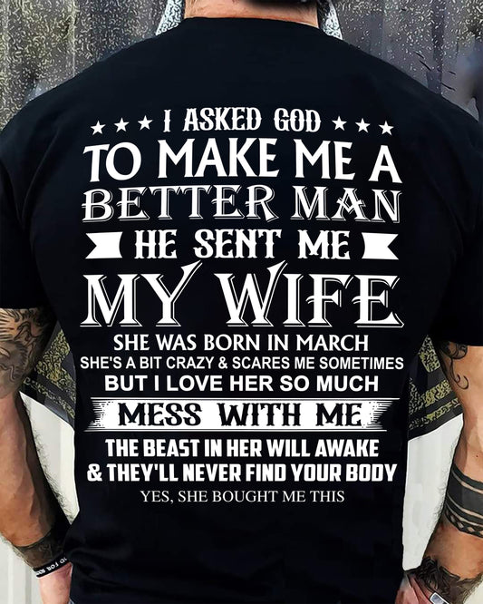 MARCH - ASKED GOD TO BE A BETTER MAN - GIFT FROM WIFE - NIKI03 (SKU10-109-03)