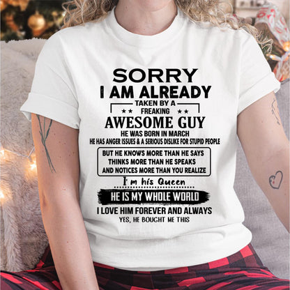 March - Awesome Guy - Perfect gift for girlfriend or wife From Husband - KATE03 (SKUT08-11-03)