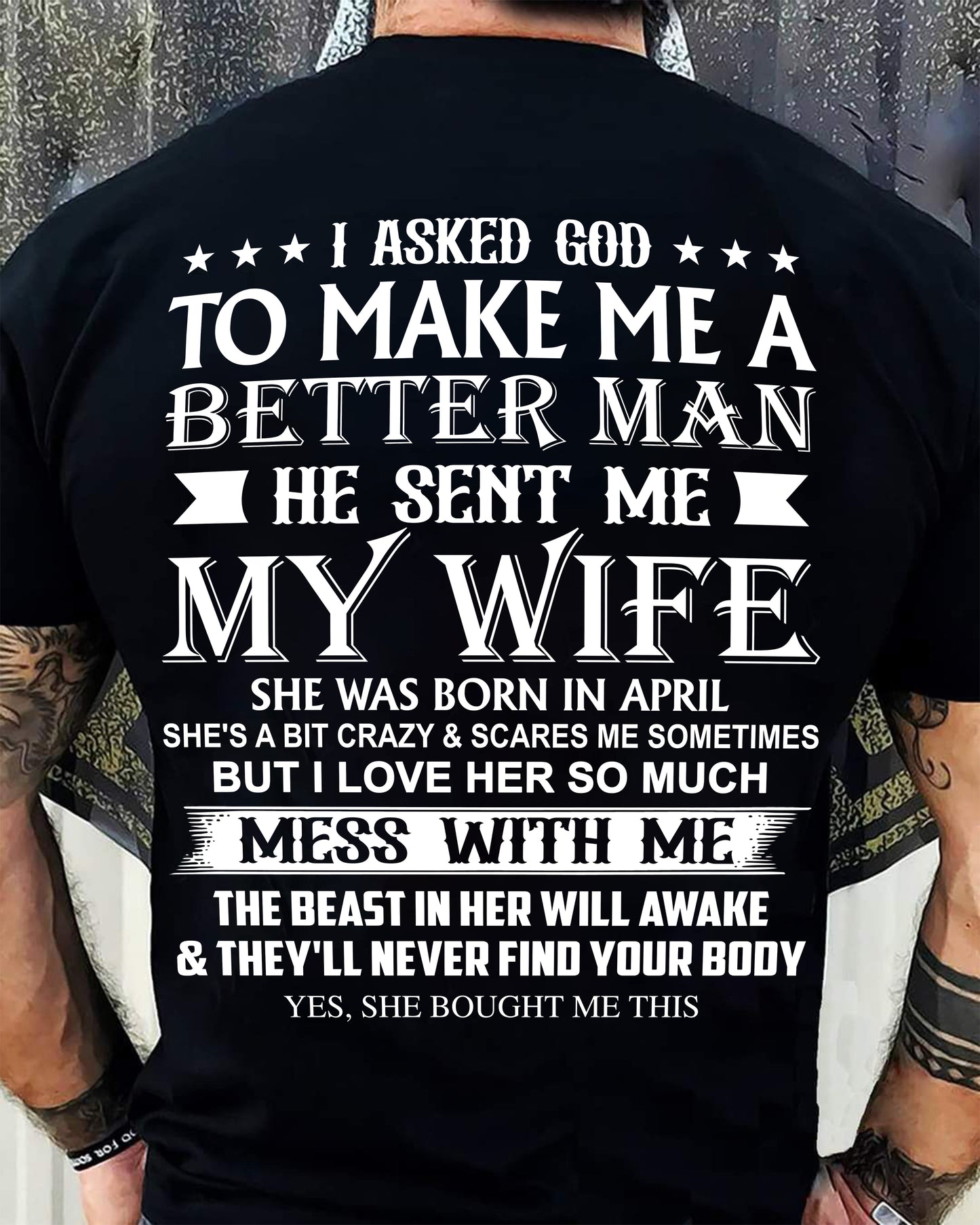 APRIL - ASKED GOD TO BE A BETTER MAN - GIFT FROM WIFE - NIKI04 (SKU10-109-04)