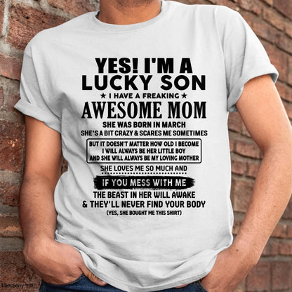 March - I am Lucky Son - Gift For Son From Mom - KATE03 - (SKU-T1206LMS-03)