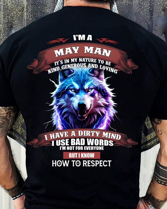 MAY - KNOW HOW TO RESPECT - BIRTHDAY T-SHIRT FOR MEN - NIKI05 (SKU12-312-05)