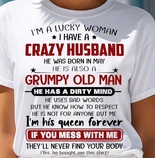 MAY - TO MY WIFE - I'M A LUCKY WOMAN - GIFT FROM HUSBAND - KATE05 (SKU12-282-05)
