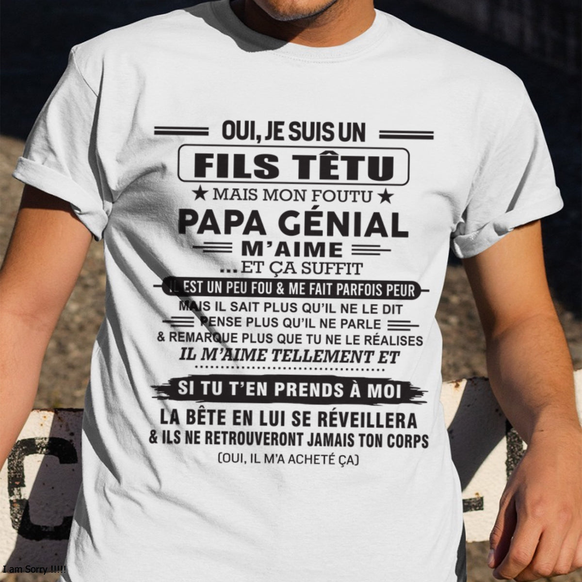 Oui, je suis un garçon têtu – T-shirt | Cadeau d’anniversaire de papa pour son fils - KATE00 / fr00 (SKU12-260-00)