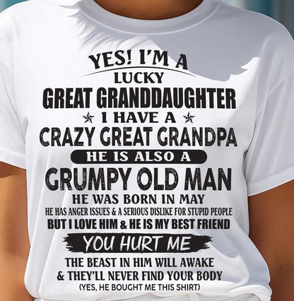MAY - LUCKY GREAT GRANDDAUGHTER OF CRAZY GREAT GRANDPA - PERFECT GIFT FROM GREAT GRANDPA - KATE05 (SKU12-287-05)