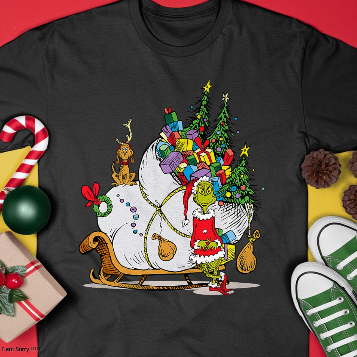 Dr. Seuss Grinch Sleigh T-Shirt - Christmas Unisex T-Shirt/Hoodie/Sweatshirt - HNDS00