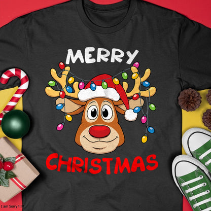 Merry Christmas Reindeer Xmas Family Men Women T-Shirt - Christmas Unisex T-Shirt/Hoodie/Sweatshirt - HNDS00