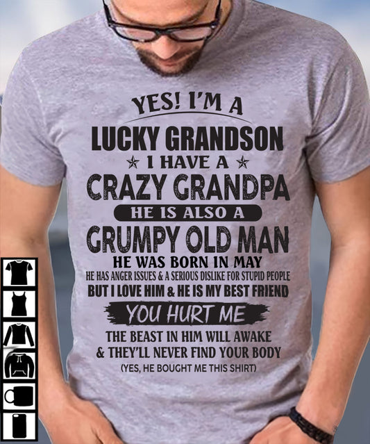 MAY - LUCKY GRANDSON OF CRAZY GRANDPA -  PERFECT GIFT FROM GRANDPA - KATE05 (SKU12-145-05)