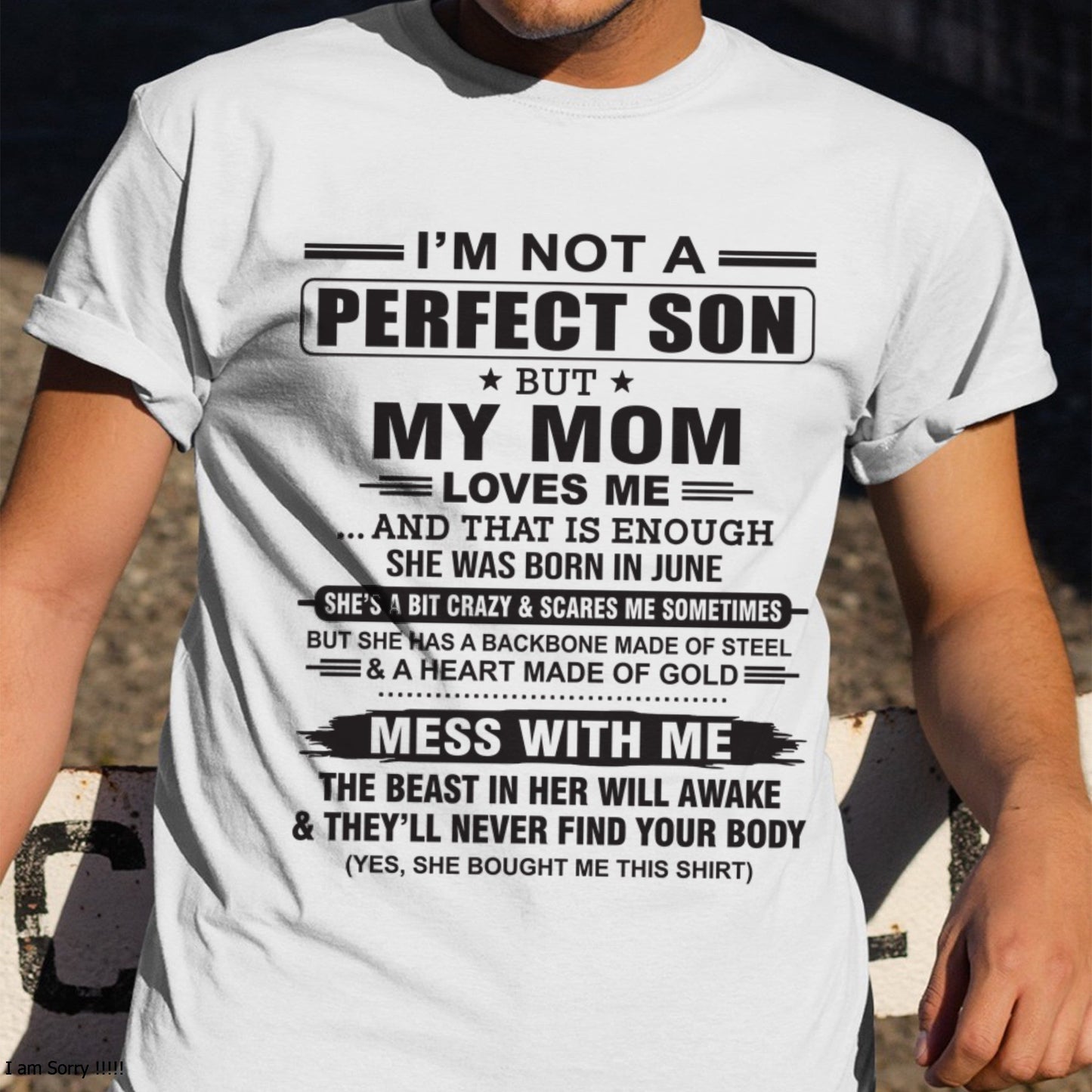 June - "I'M NOT A PERFECT SON BUT MY MOM LOVES ME" - Birthday Gift From June Mom / Woman - KATE06 (SKU10-147-06)
