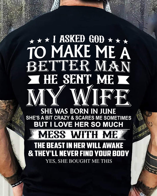 JUNE - ASKED GOD TO BE A BETTER MAN - GIFT FOR WIFE - NIKI06 (SKU10-109-06)