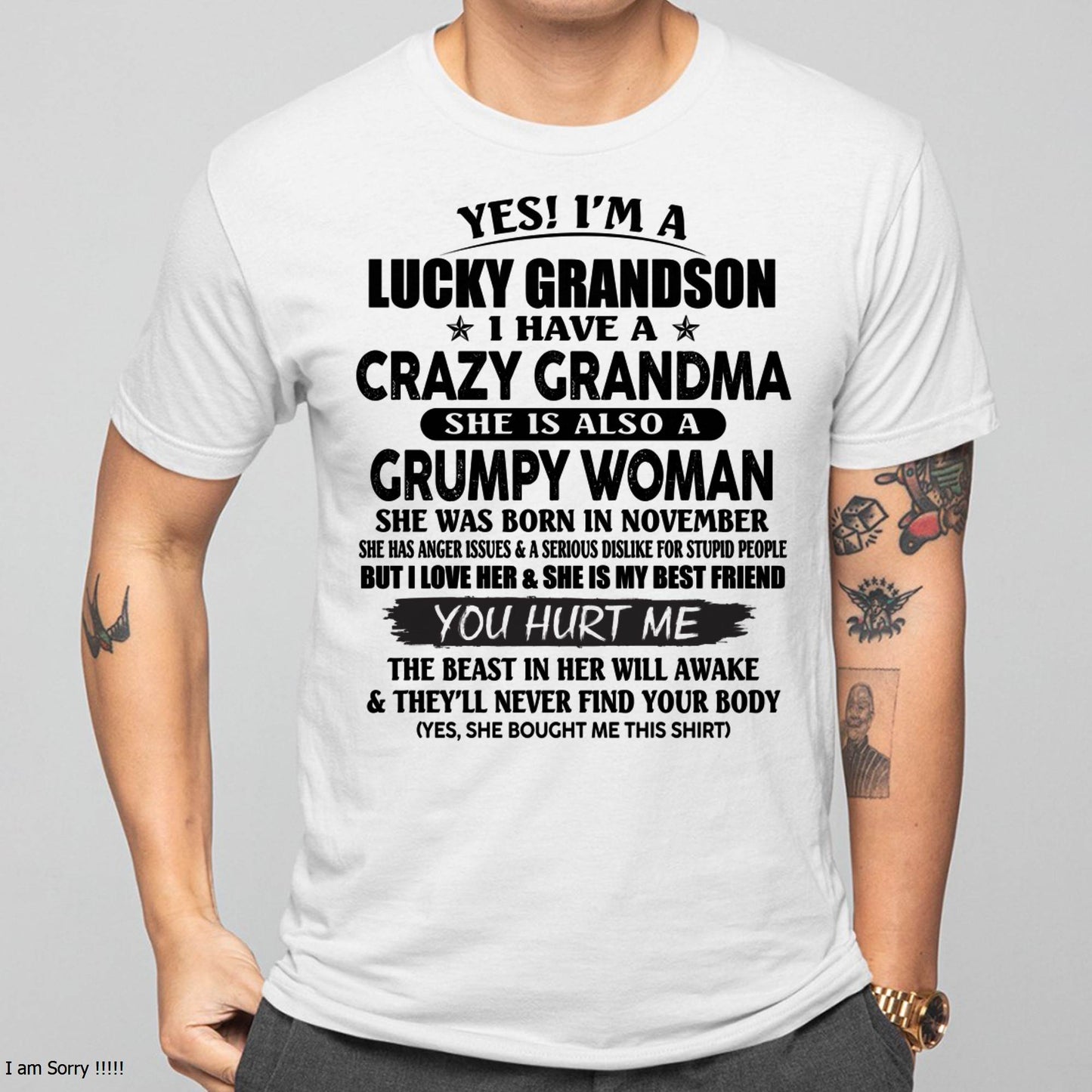 NOVEMBER - LUCKY GRANDSON OF CRAZY GRANDMA -  PERFECT GIFT FROM GRANDMA - KATE11 (SKU12-113-11)