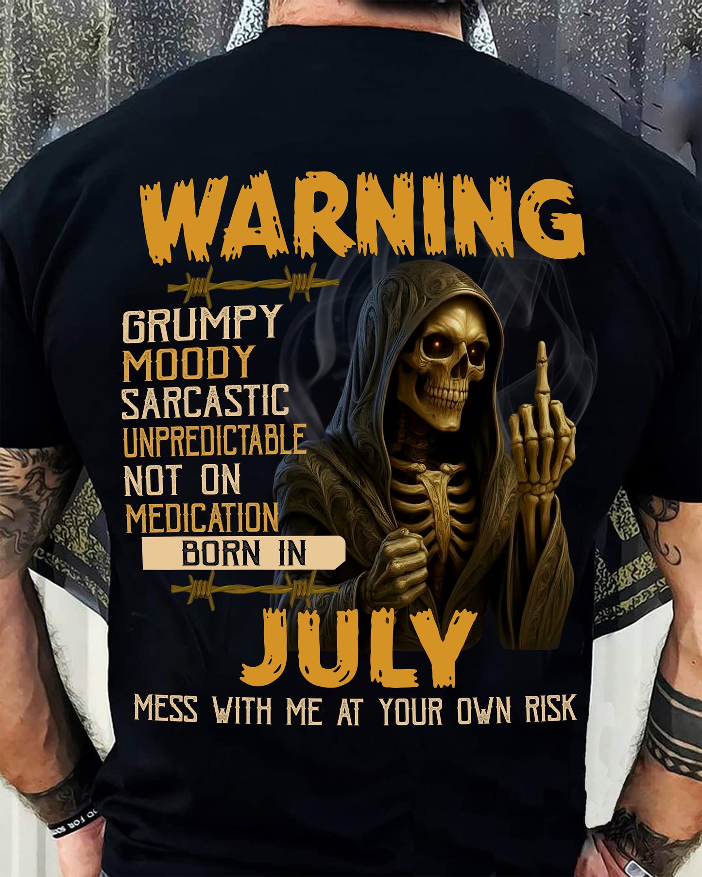 JULY - WARNING GRUMPY MOODY - BIRTHDAY T-SHIRT FOR MEN - NIKI07 (SKU26T-01-07-07)