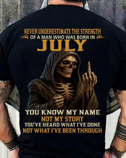 JULY - NEVER UNDERESTIMATE - BIRTHDAY T-SHIRT FOR MEN - NIKI07 (SKU26T-01-06-07)
