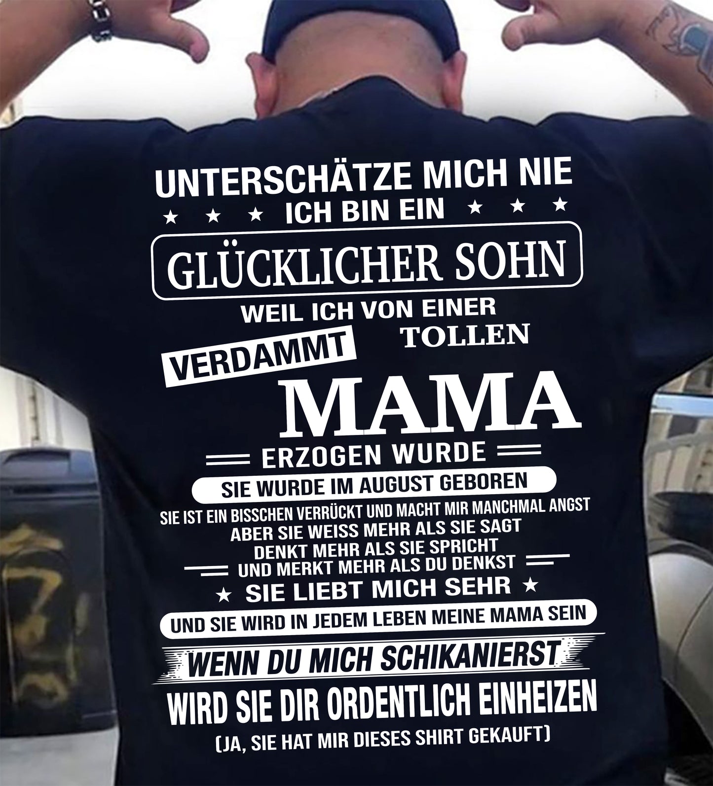 AUGUST - ICH BIN EIN GLÜCKLICHER SOHN - T SHIRT- GIFT FROM MOM -NIKI08 (SKU2606-192-08)