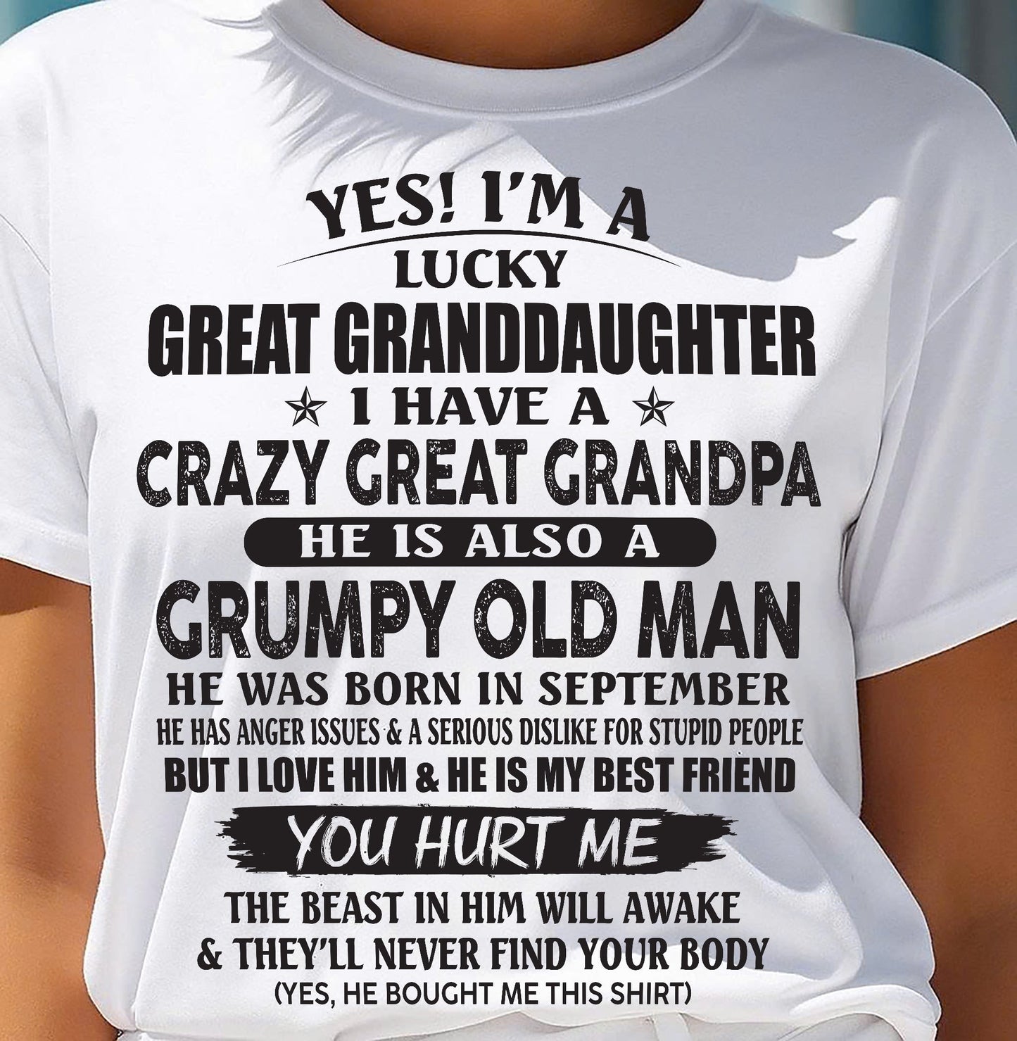 SEPTEMBER - LUCKY GREAT GRANDDAUGHTER OF CRAZY GREAT GRANDPA - PERFECT GIFT FROM GREAT GRANDPA - KATE09 (SKU12-287-09)