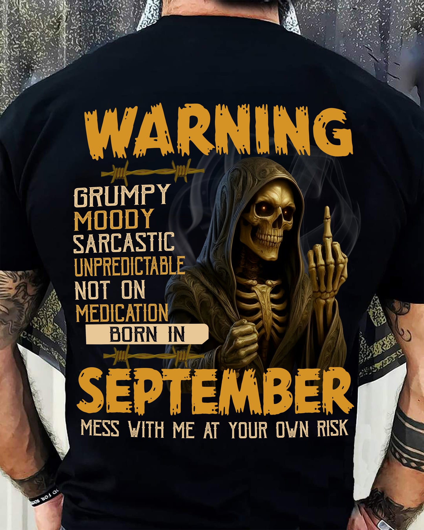 SEPTEMBER - WARNING GRUMPY MOODY - BIRTHDAY T-SHIRT FOR MEN - NIKI09 (SKU26T-01-07-09)