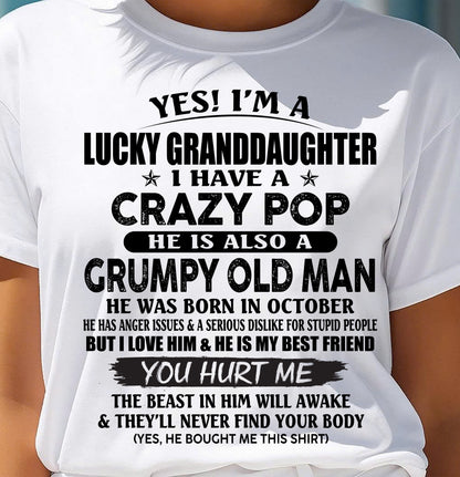 OCTOBER - LUCKY GRANDDAUGHTER OF CRAZY POP - PERFECT GIFT FOR YOUR GRANDDAUGHTER FROM POP - KATE10 (SKU12-39-10)