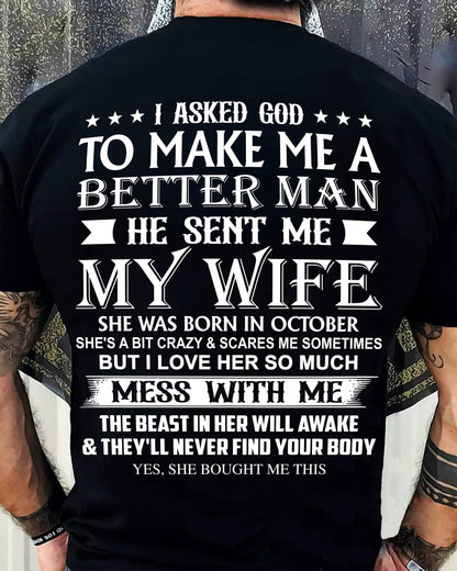 OCTOBER - ASKED GOD TO BE A BETTER MAN - GIFT FROM WIFE - NIKI10 (SKU10-109-10)