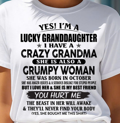 OCTOBER - LUCKY GRANDDAUGHTER OF CRAZY GRANDMA - PERFECT GIFT FROM GRANDMA - KATE10 (SKU12-146-10)