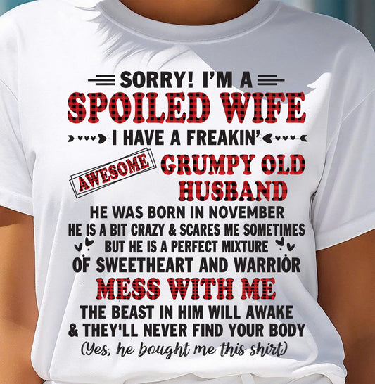 NOVEMBER - SPOILED WIFE OF AWESOME GRUMPY OLD HUSBAND - PERFECT GIFT FROM HUSBAND - KATE11 (SKU12-111-11)