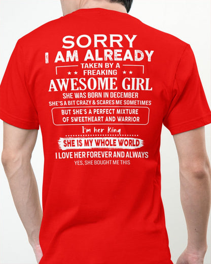 December - Awesome girl - Perfect gift for your boyfriend - (SKU04-86-12) - From Wife KATE12