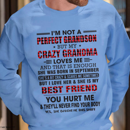 I’m Not A Perfect Grandson T-Shirt – Birthday Gift From September Grandma / Woman - KATE09 (SKU10-167-09)