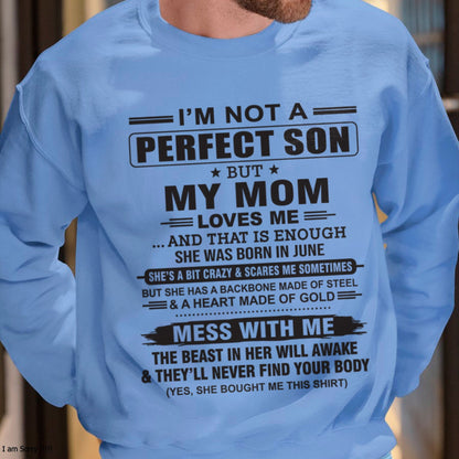 June - "I'M NOT A PERFECT SON BUT MY MOM LOVES ME" - Birthday Gift From June Mom / Woman - KATE06 (SKU10-147-06)