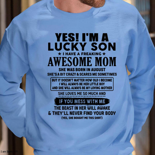 August - I am Lucky Son - Gift For Son From Mom - KATE08 - (SKU-T1206LMS-08)