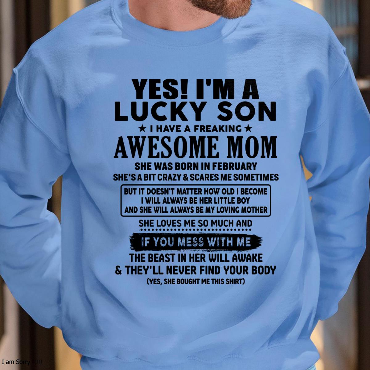 February - I am Lucky Son - Gift For Son From Mom - KATE02 - (SKU-T1206LMS-02)