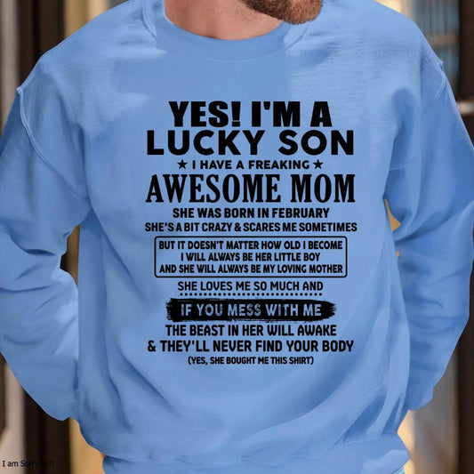 February - I am Lucky Son - Gift For Son From Mom - KATE02 - (SKU-T1206LMS-02)
