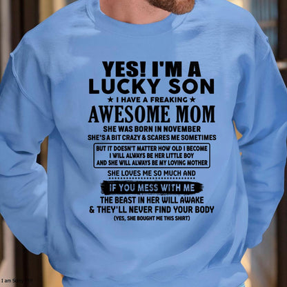 November - I am Lucky Son - Gift For Son From Mom - NIKI11 - (SKU-T1206LMS-11)