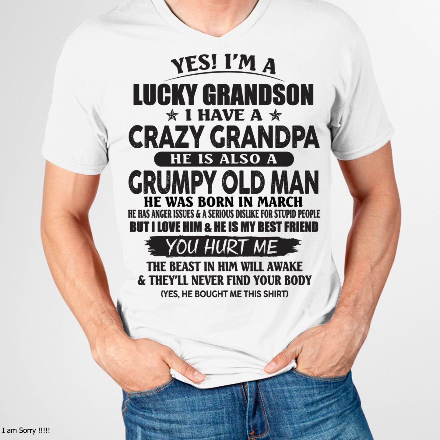 MARCH - LUCKY GRANDSON OF CRAZY GRANDPA -  PERFECT GIFT FROM GRANDPA - KATE03 (SKU12-145-03)