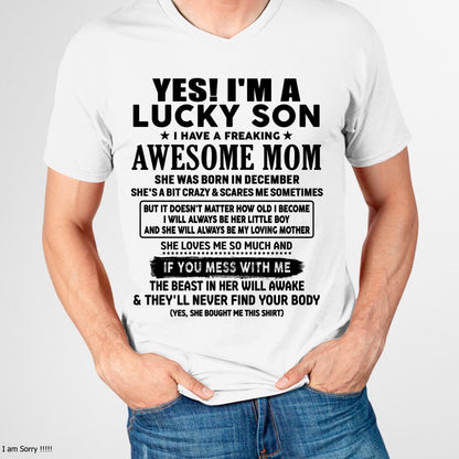 December - I am Lucky Son - Gift For Son From Mom - NIKI12 - (SKU-T1206LMS-12)