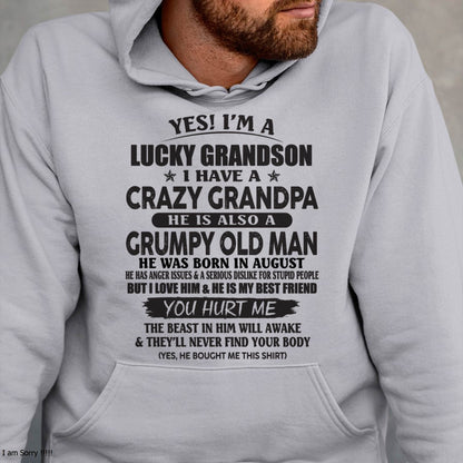 AUGUST - LUCKY GRANDSON OF CRAZY GRANDPA -  PERFECT GIFT FROM GRANDPA - KATE08 (SKU12-145-08)