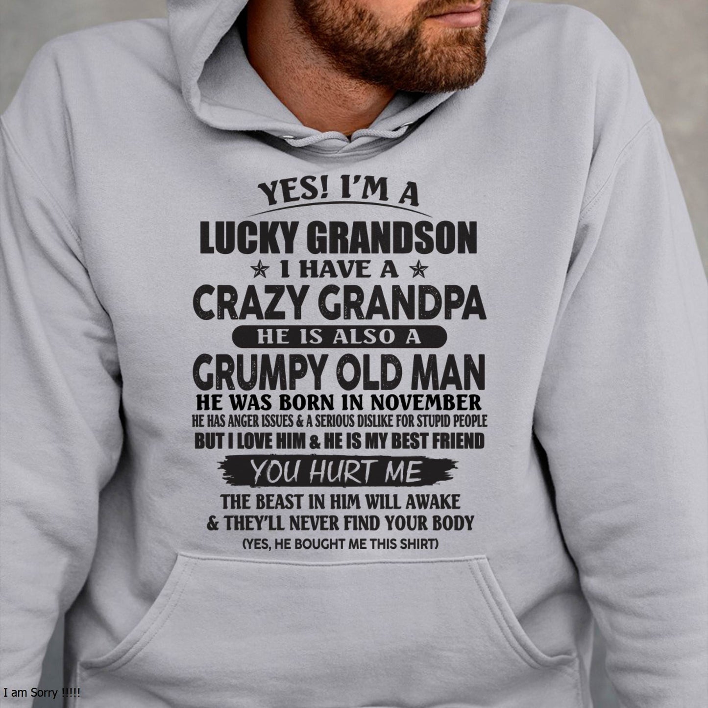 NOVEMBER - LUCKY GRANDSON OF CRAZY GRANDPA -  PERFECT GIFT FROM GRANDPA - KATE11 (SKU12-145-11)