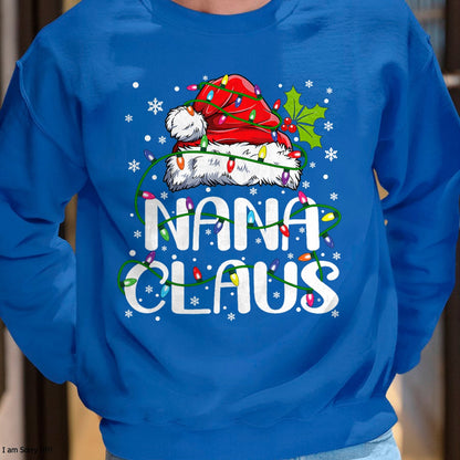 Nana Claus Christmas Lights Pajama Family Matching T-Shirt - Christmas Unisex T-Shirt/Hoodie/Sweatshirt - HNDS00
