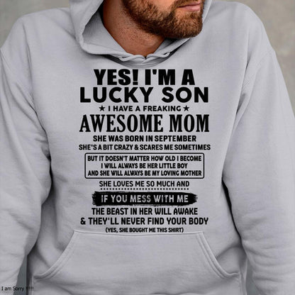 September - I am Lucky Son - Gift For Son From Mom - NIKI09 - (SKU-T1206LMS-09)