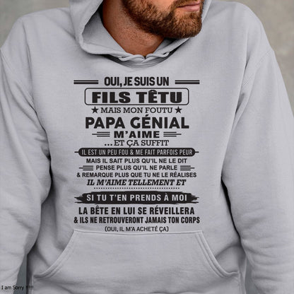 Oui, je suis un garçon têtu – T-shirt | Cadeau d’anniversaire de papa pour son fils - KATE00 / fr00 (SKU12-260-00)