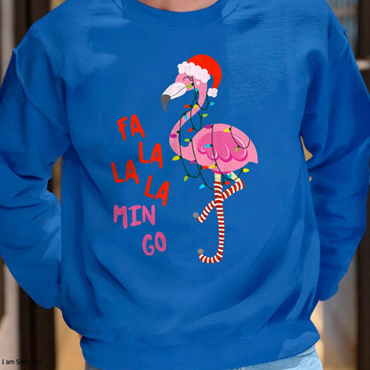 Fa La La Mingo Flamingo Christmas Tropical Xmas Tree Lights T-Shirt - Christmas Unisex T-Shirt/Hoodie/Sweatshirt - HNDS00