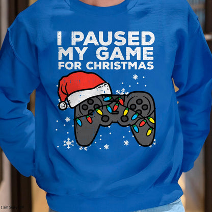 Paused My Game Christmas Gamer Xmas Men Boys Kids Youth Teen T-Shirt - Christmas Unisex T-Shirt/Hoodie/Sweatshirt - HNDS00