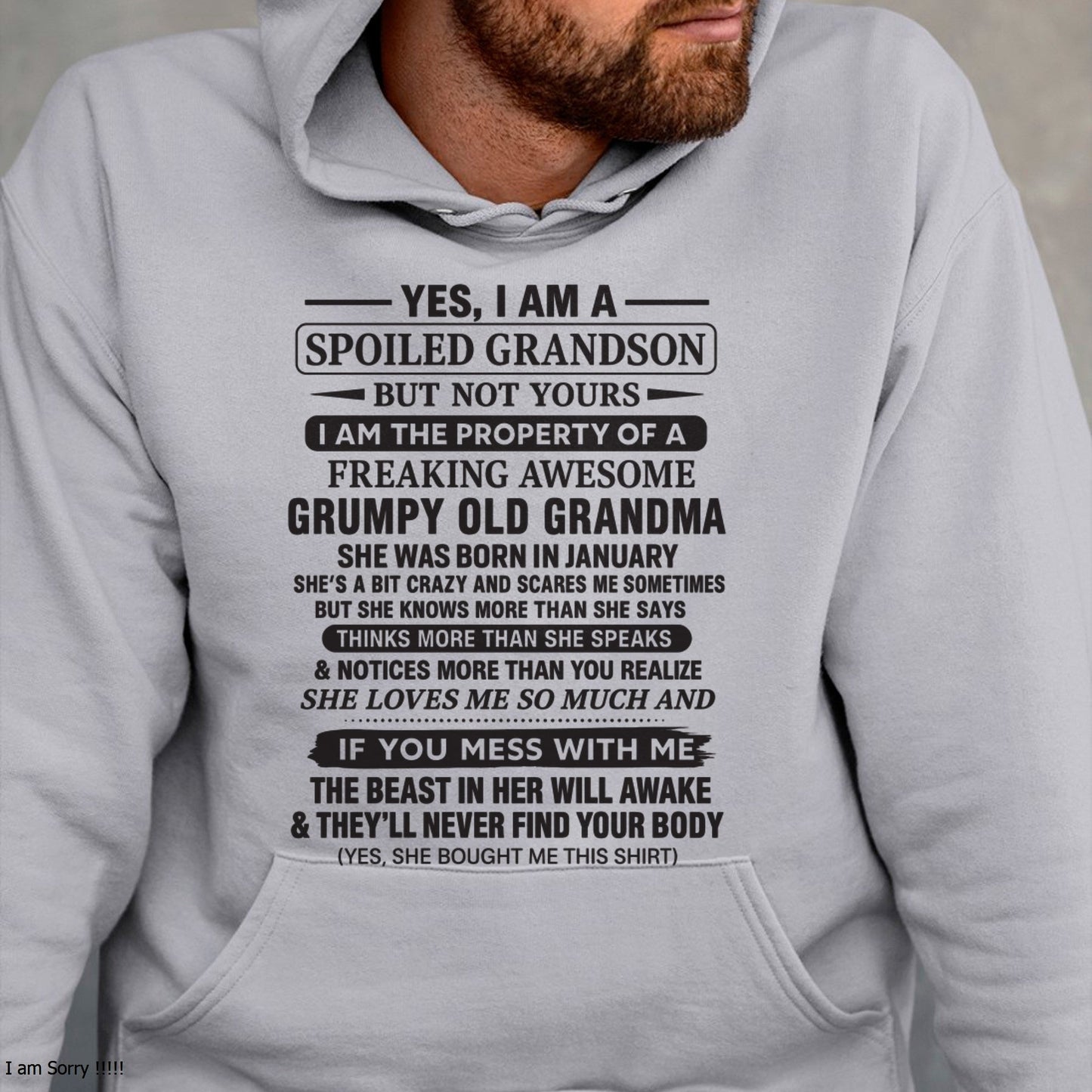 Yes I’m A Stubborn Grandson T-Shirt – Birthday Gift From February Grandma / Woman - KATE02 (SKU10-171-02)