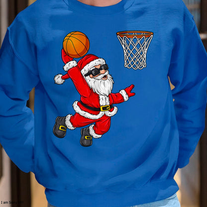 Christmas Santa Claus Dunking A Basketball Boys Kids Xmas T-Shirt - Christmas Unisex T-Shirt/Hoodie/Sweatshirt - HNDS00